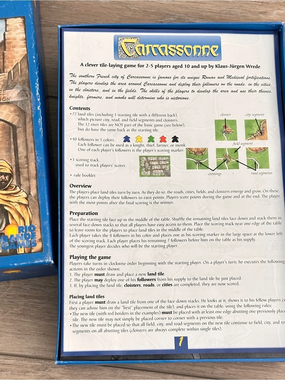 Carcassonne Board Game Rio Grande Games 2000 Includes River Expansion COMPLETE